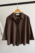 Brown Boxfit Linen Shirt