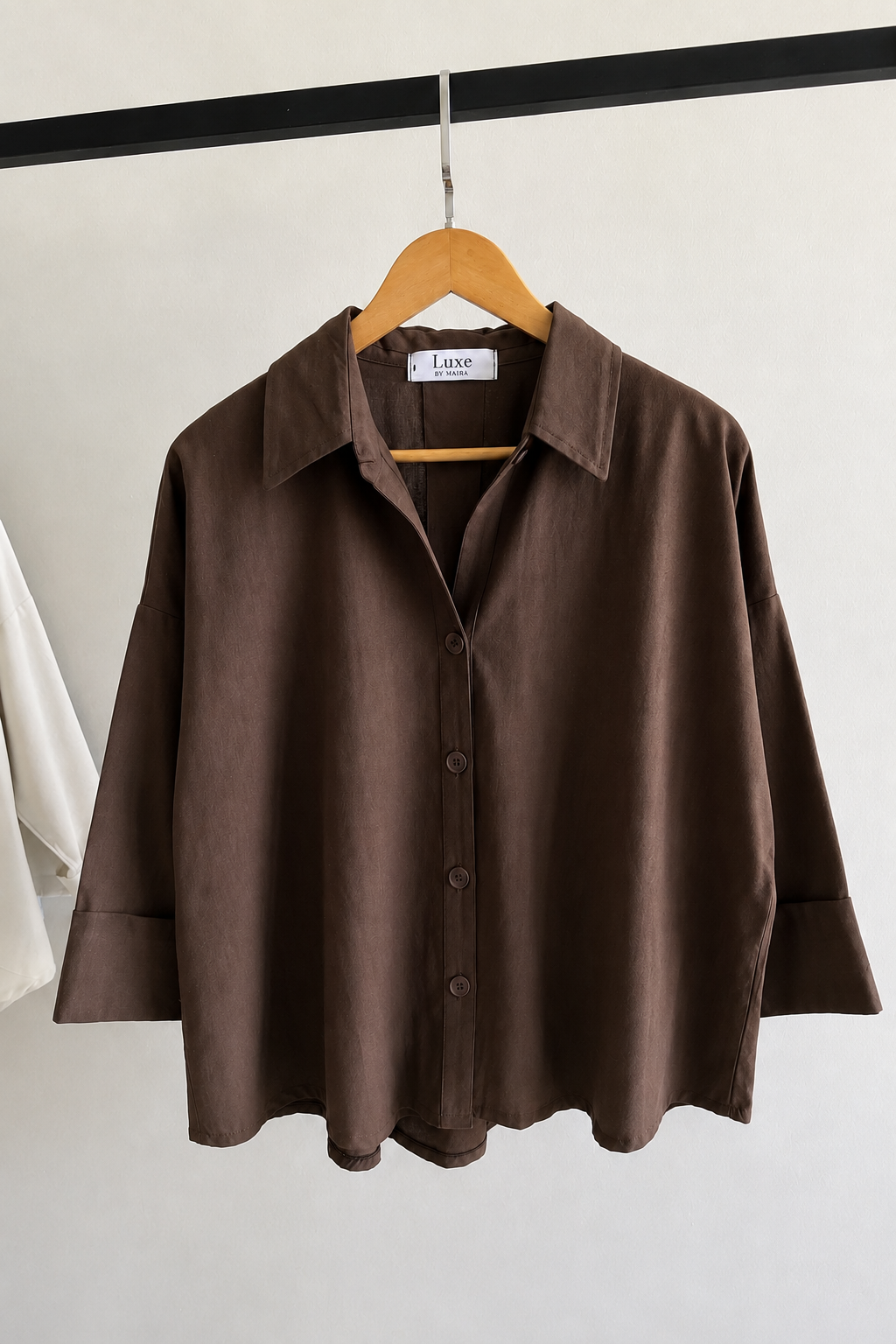 Brown Boxfit Linen Shirt