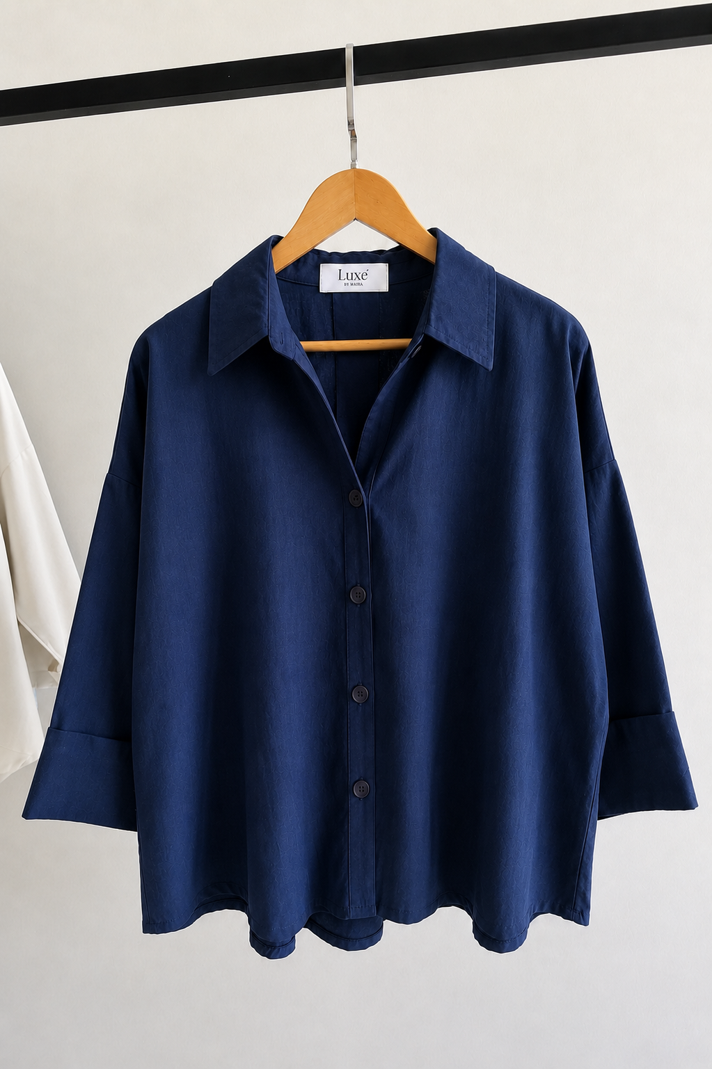 Navy Blue Boxfit Linen Shirt