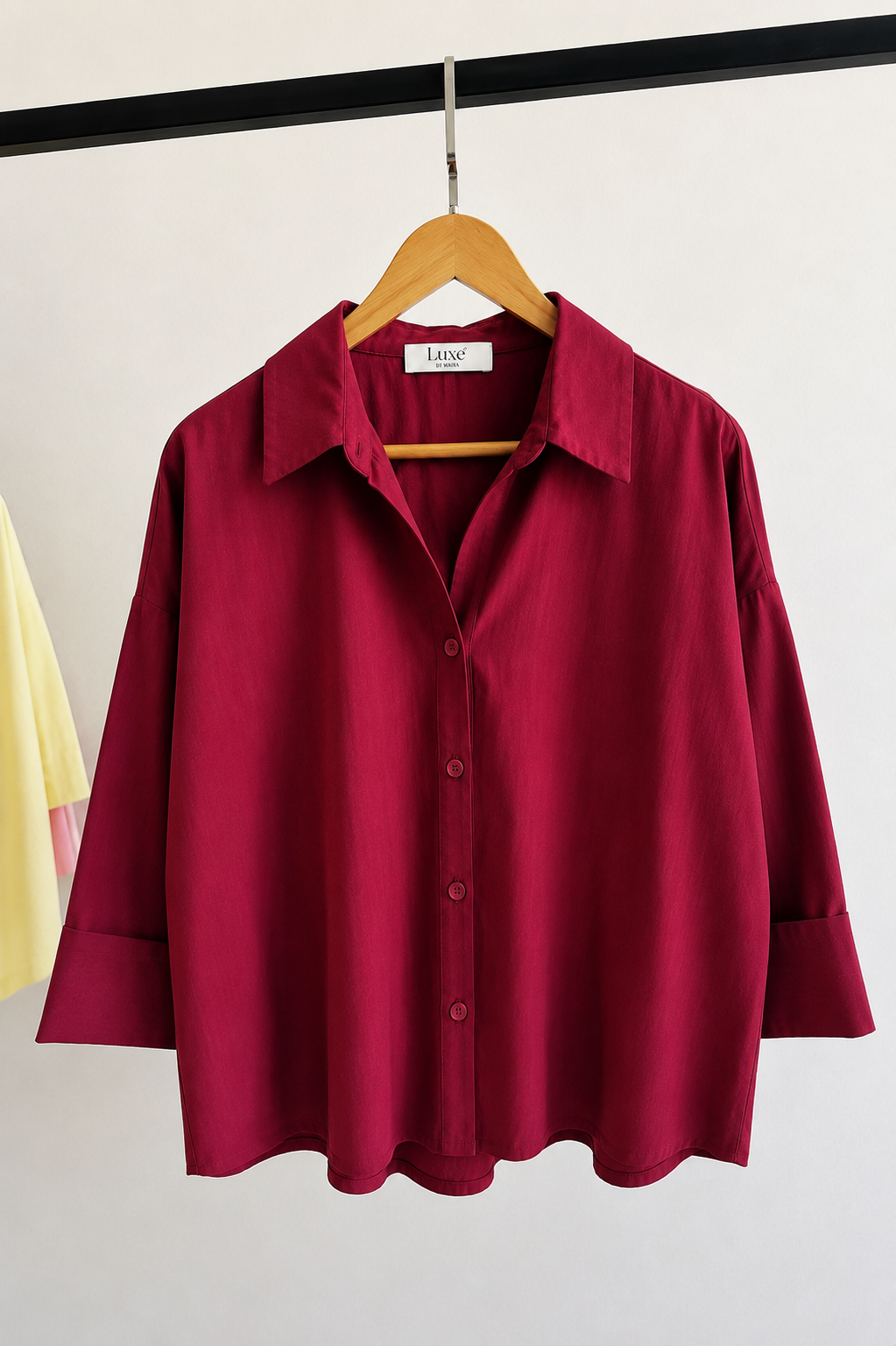 Maroon Boxfit Linen Shirt