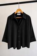 Black Boxfit Linen Shirt