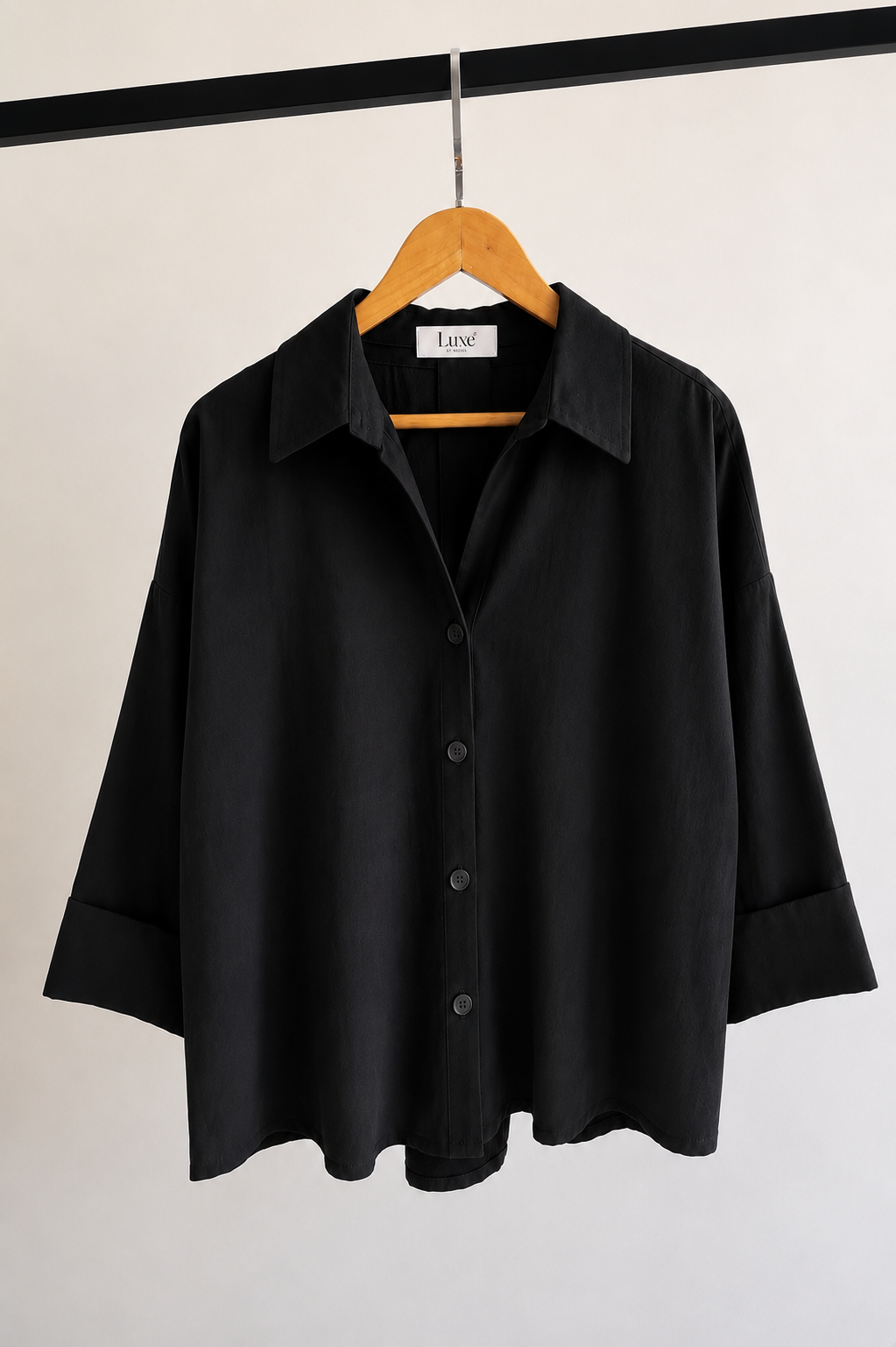 Black Boxfit Linen Shirt