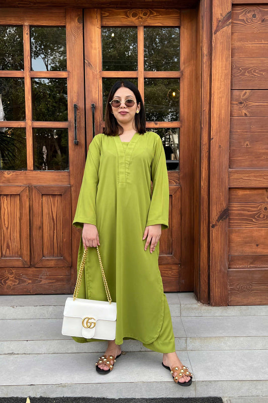Parrot Green V-neck Set