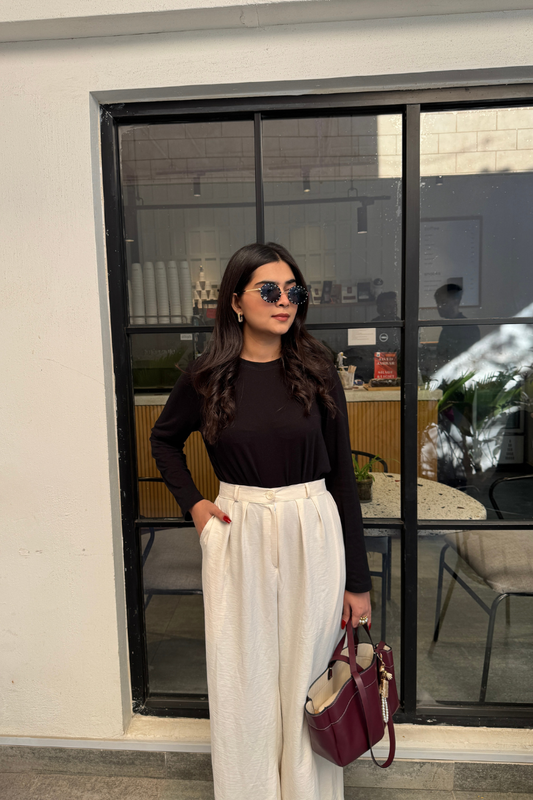 Cream White Korean Pants