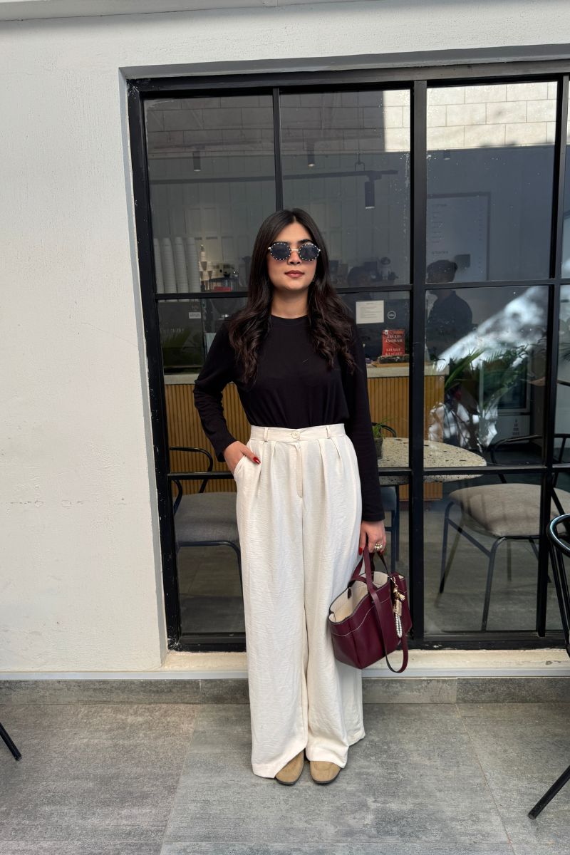 Cream White Korean Pants