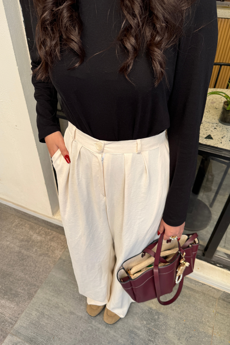 Cream White Korean Pants