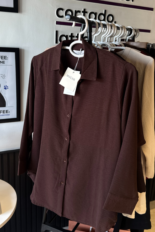 Chocolate Brown Blended Button Down