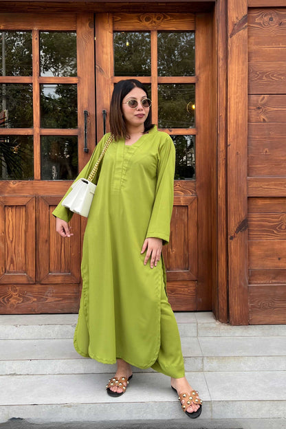 Parrot Green V-neck Set