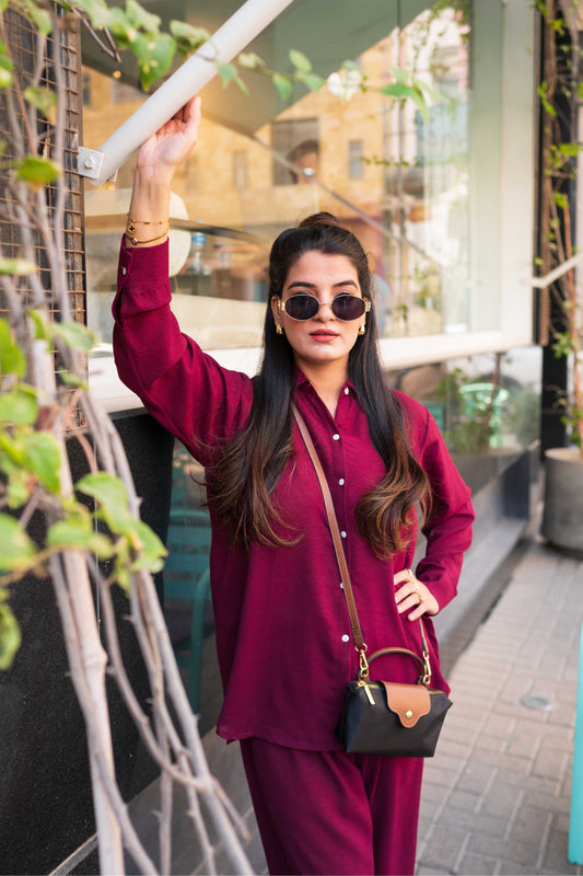 Magenta Rose Button Down