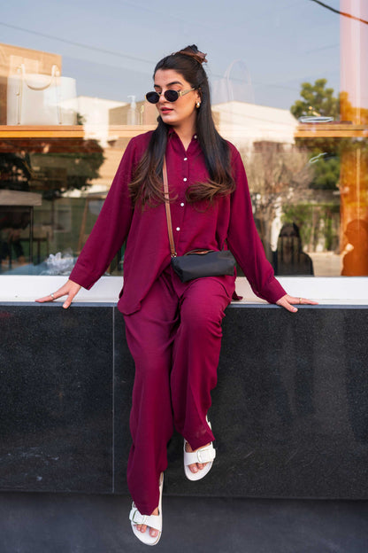 Magenta Rose Button Down