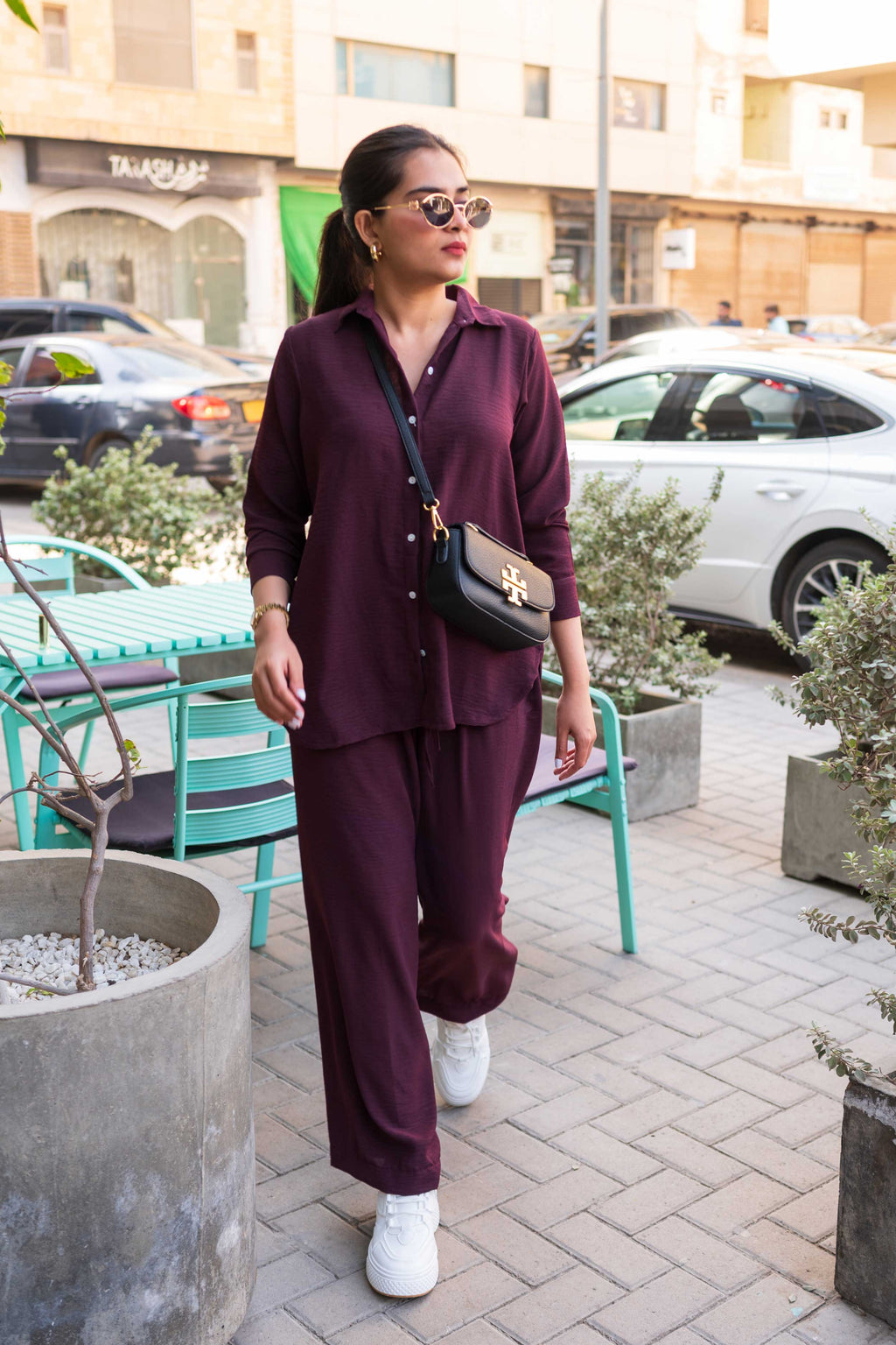 Plum Button Down