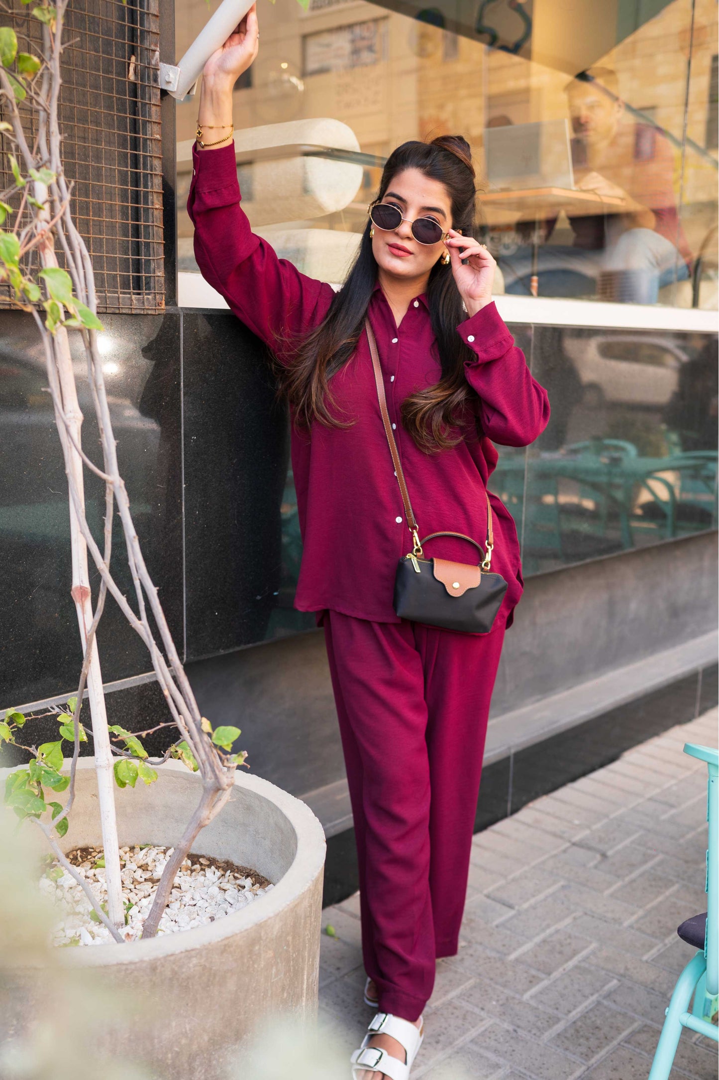 Magenta Rose Button Down