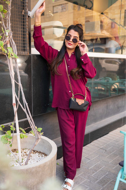Magenta Rose Button Down