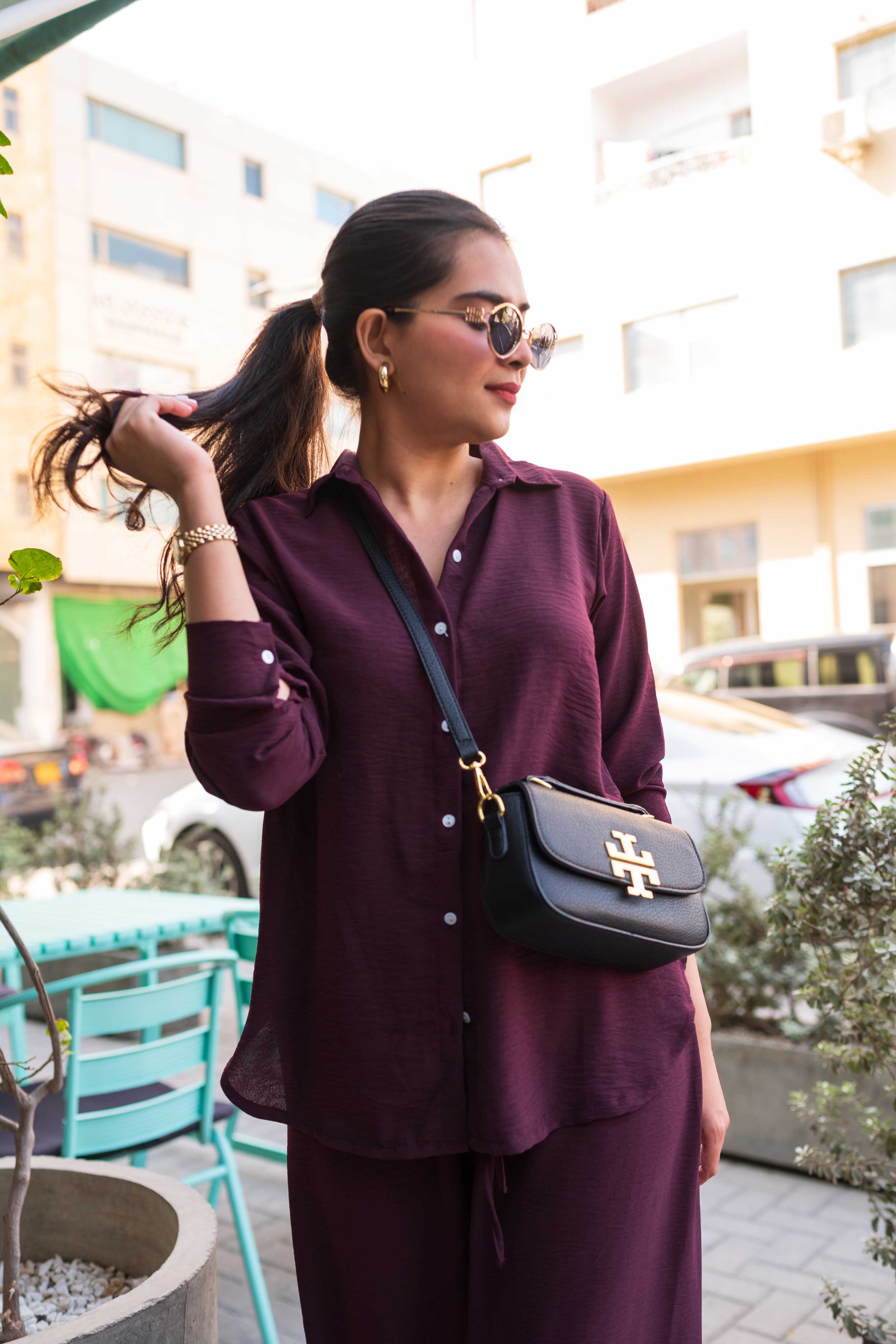 Plum Button Down