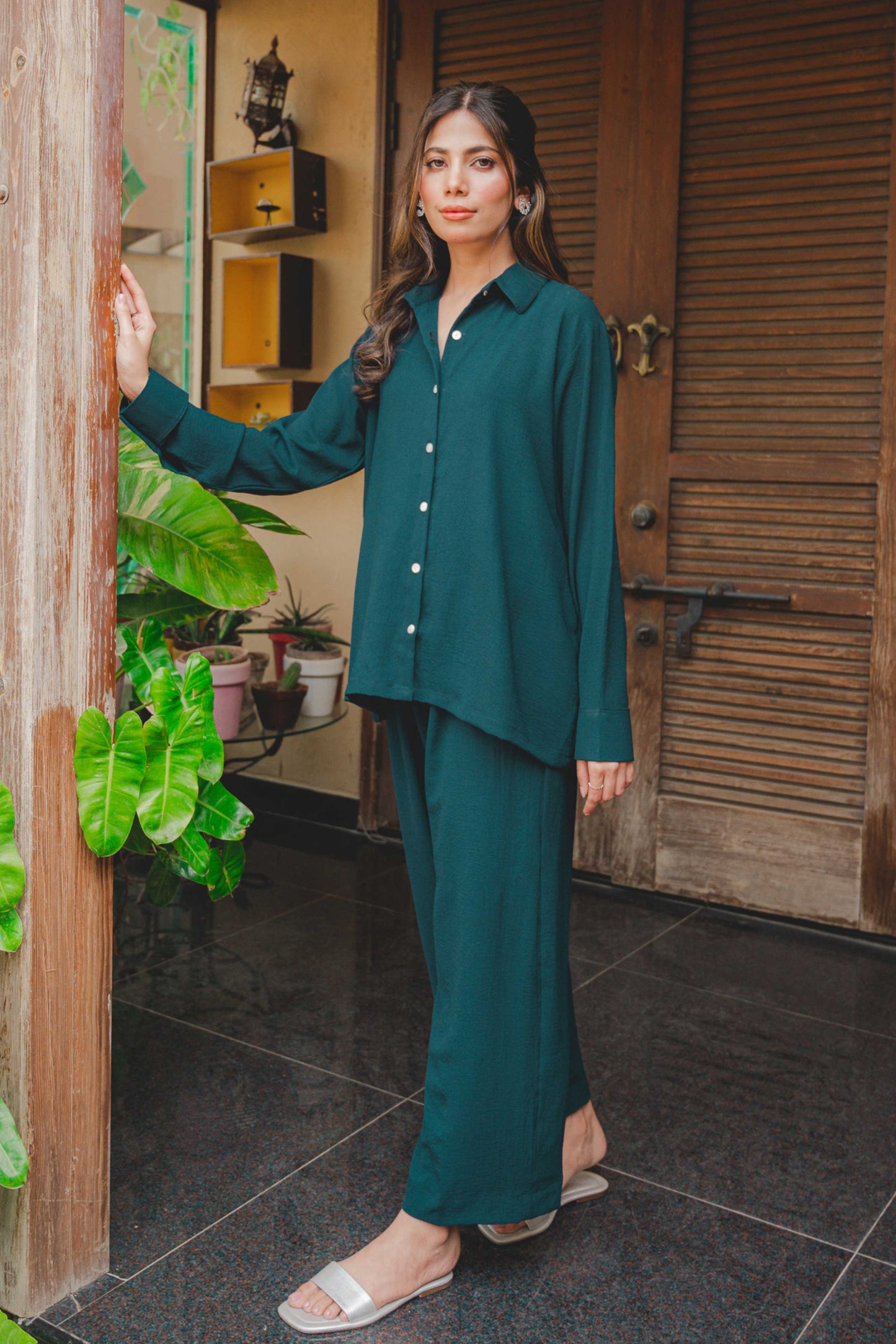 Teal Green Button Down