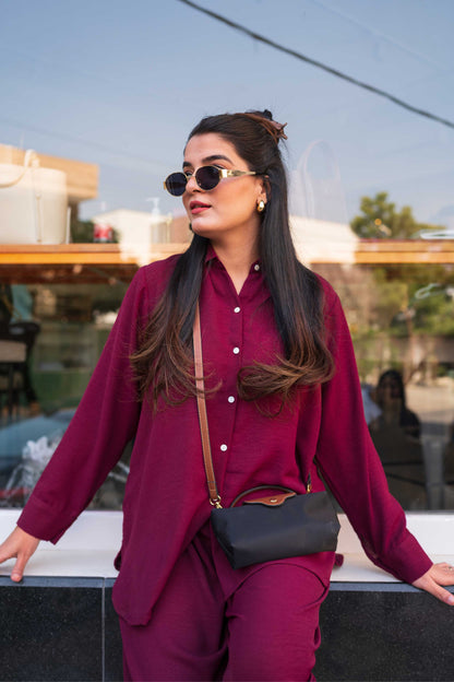 Magenta Rose Button Down